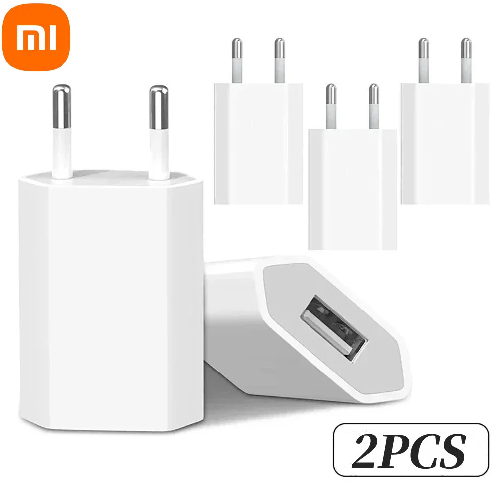 XIAOMI 2 шт. Универсальное зарядное устройство для телефона с вилкой европейского стандарта 5 В 1 А, USB, настенное зарядное устройство для Iphone, Samsung, Xiaomi, Redmi, Google, Huawei, зарядное устройство, адаптер питания
