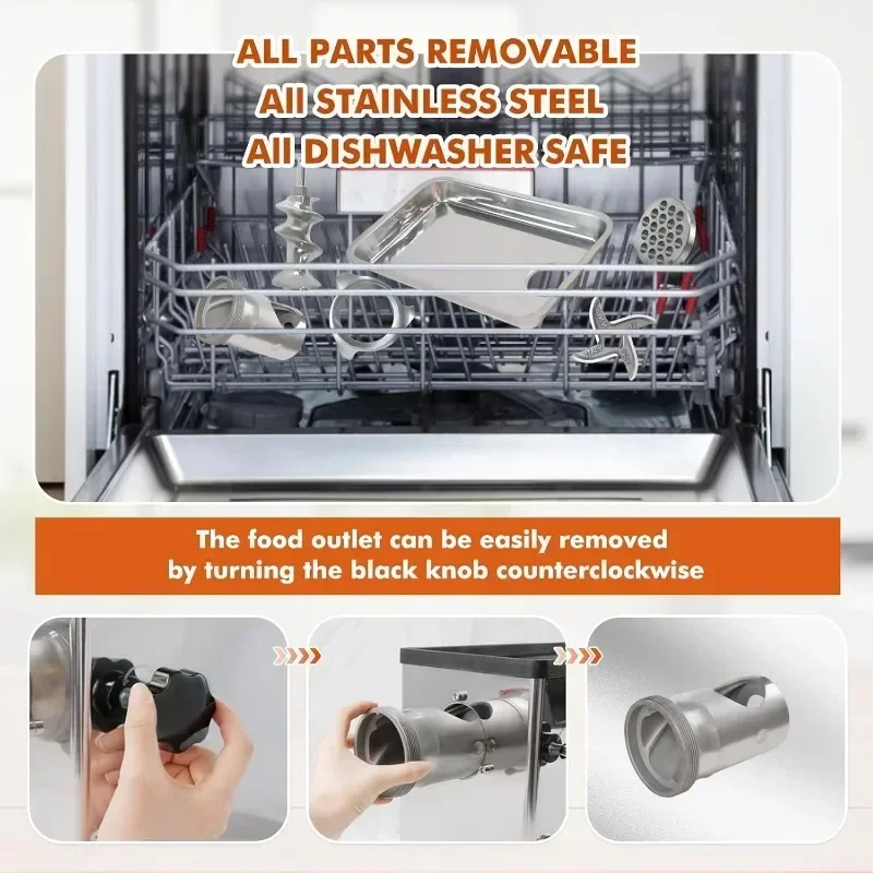 Commercial Electric Meat Grinder Stainless Steel Meat Mincer Heavy Duty Sausage Stuffer Blades  Grinding Plates Restaurant Hotel