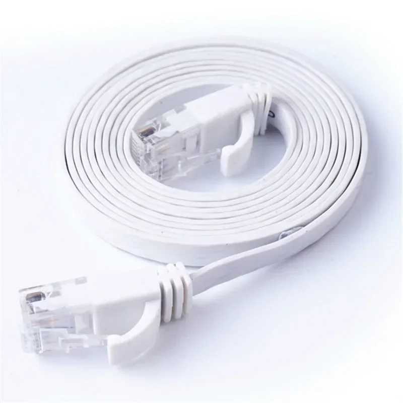 Cat 6 kabel Ethernet Rj45 przewody Lan RJ 45 Ultra-cienki drut płaski do routera 1M 2M 3M 5M 10M 15M 20M niebieski czarny biały