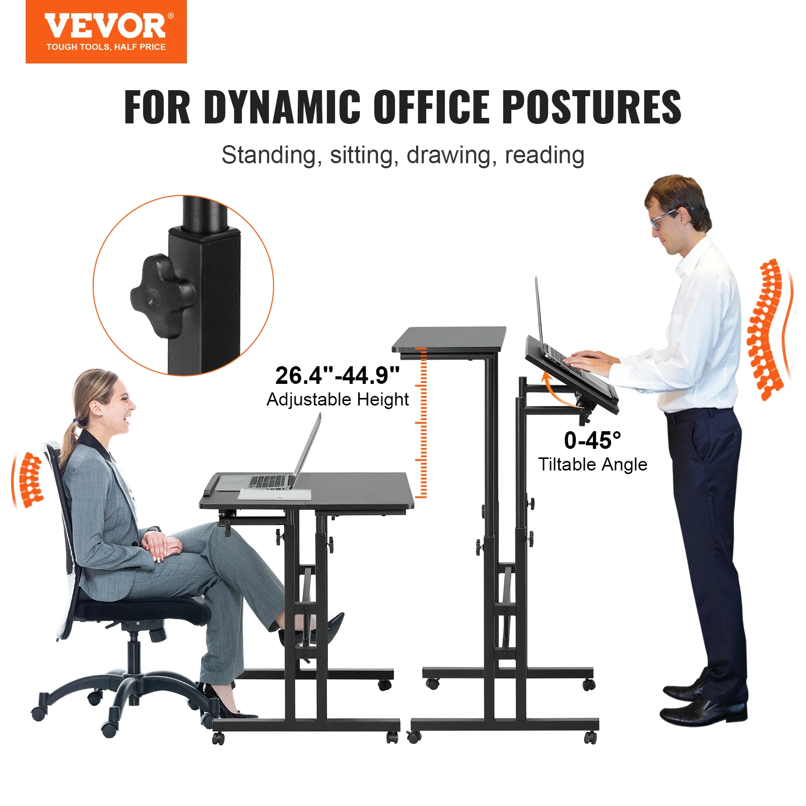 VEVOR Mobile Standing Desk 26.4