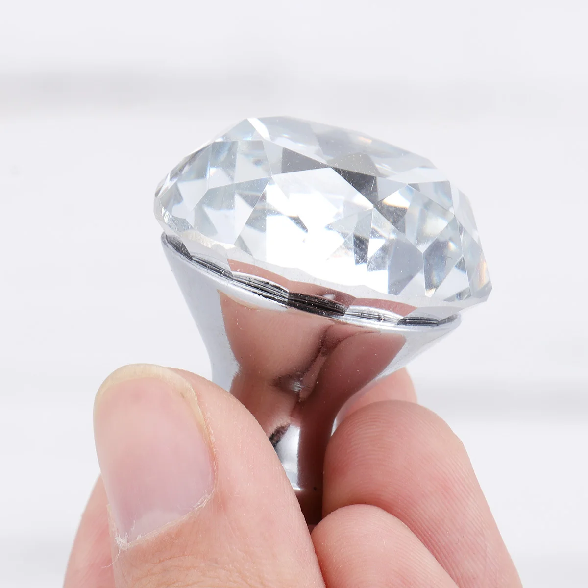 2 قطعة 30 مللي متر كريستال الماس مقبض الباب ثقب واحد شفاف الأبيض الأثاث الأجهزة تصميم رشيق جذاب #6