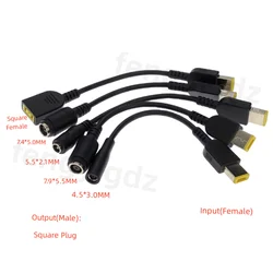 Laptop Adapter Cable Square male To 4.5*3.0mm 5.5*2.1mm 7.4*5.0 7.9*5.5mm Female DC Power Charger Converter Cord for Lenovo hp