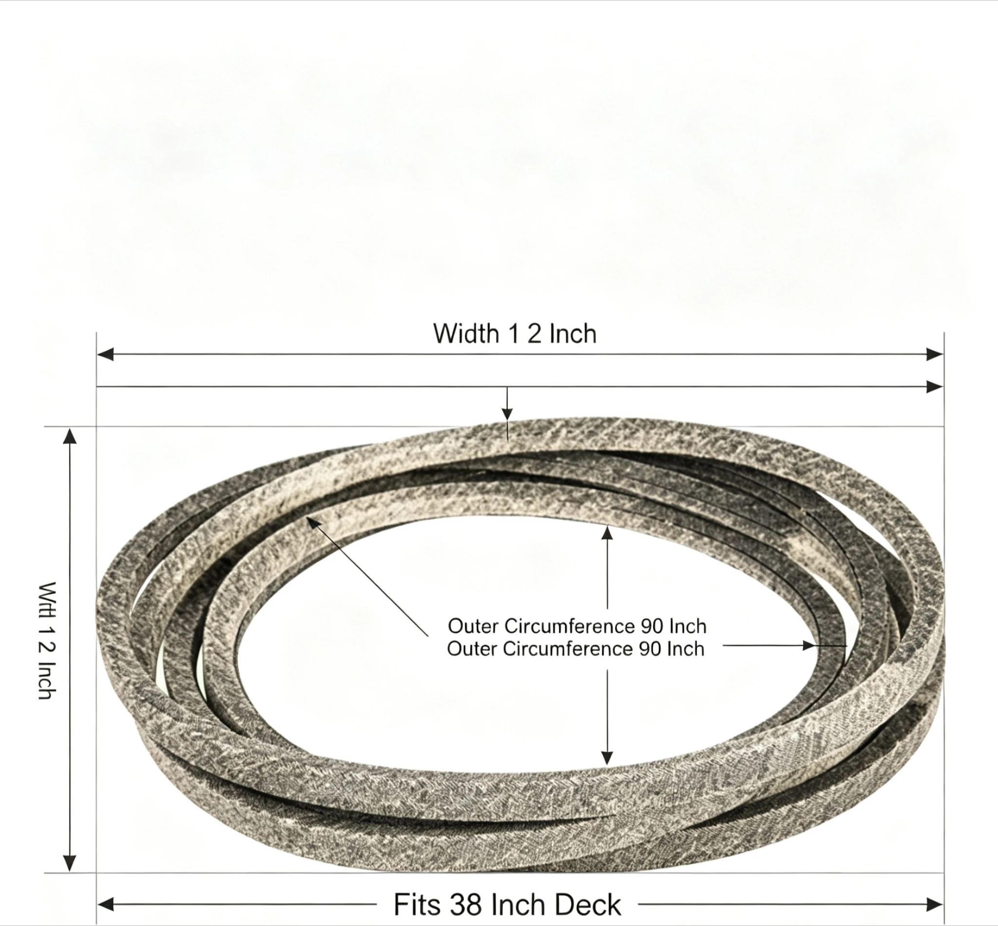 1PCS 1 2 x 90 Lawn Mower Deck V Belt Aramid Cord Reinforced for 38 Inch Deck Replace MTD 954 0330 AYP 125907X A88