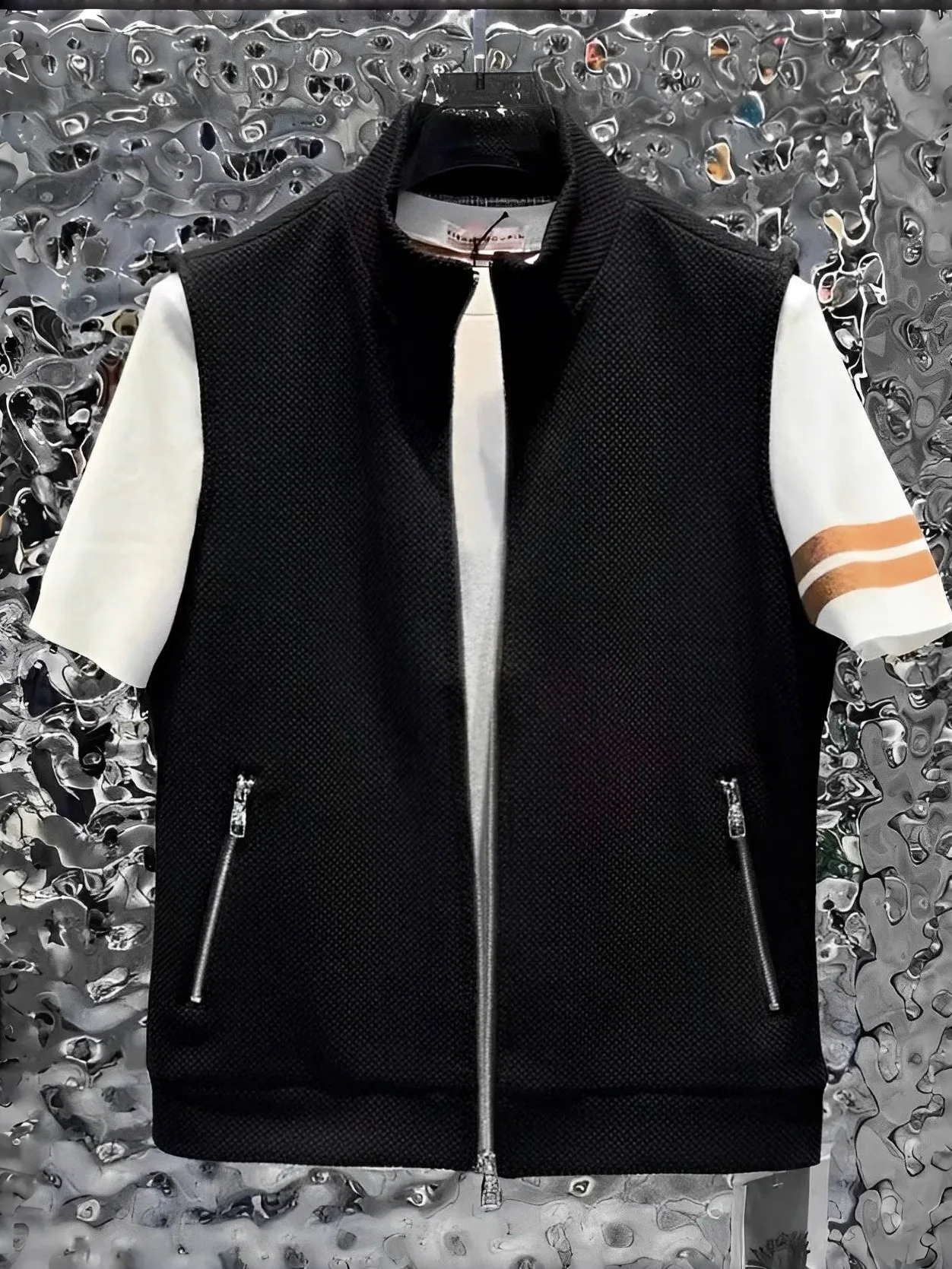 

Мужской вязаный жилет: осенняя новинка, повседневный, модный, приталенный, с воротником-стойкой, универсальный, городской стиль, молодежная одежда