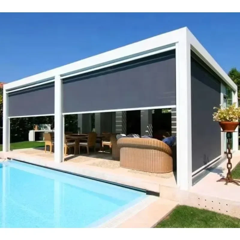 Custom Aluminum Retractable PVC Pergola Canopy,retractable Roof Awning Pergola Hotels Modern Aluminum Front Door Awning view 6