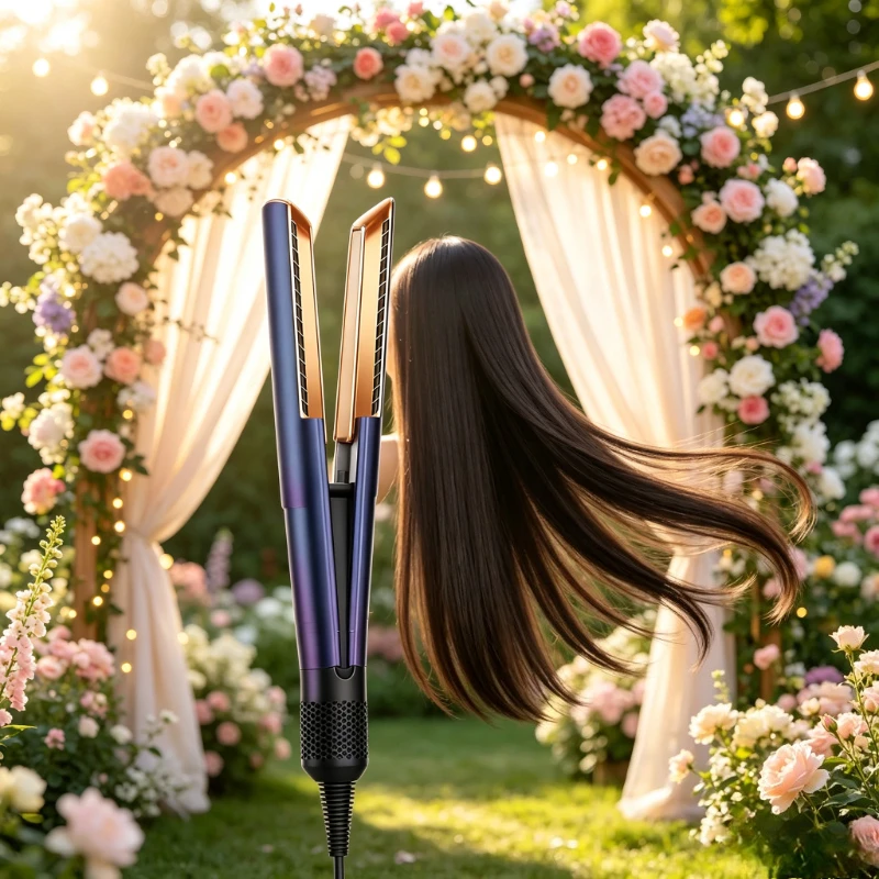 Professional 2in1 Hair Dryer & Straightener Negative Ion Hair Iron Wet Dry Use LongLasting Hairstyle Styling Tool