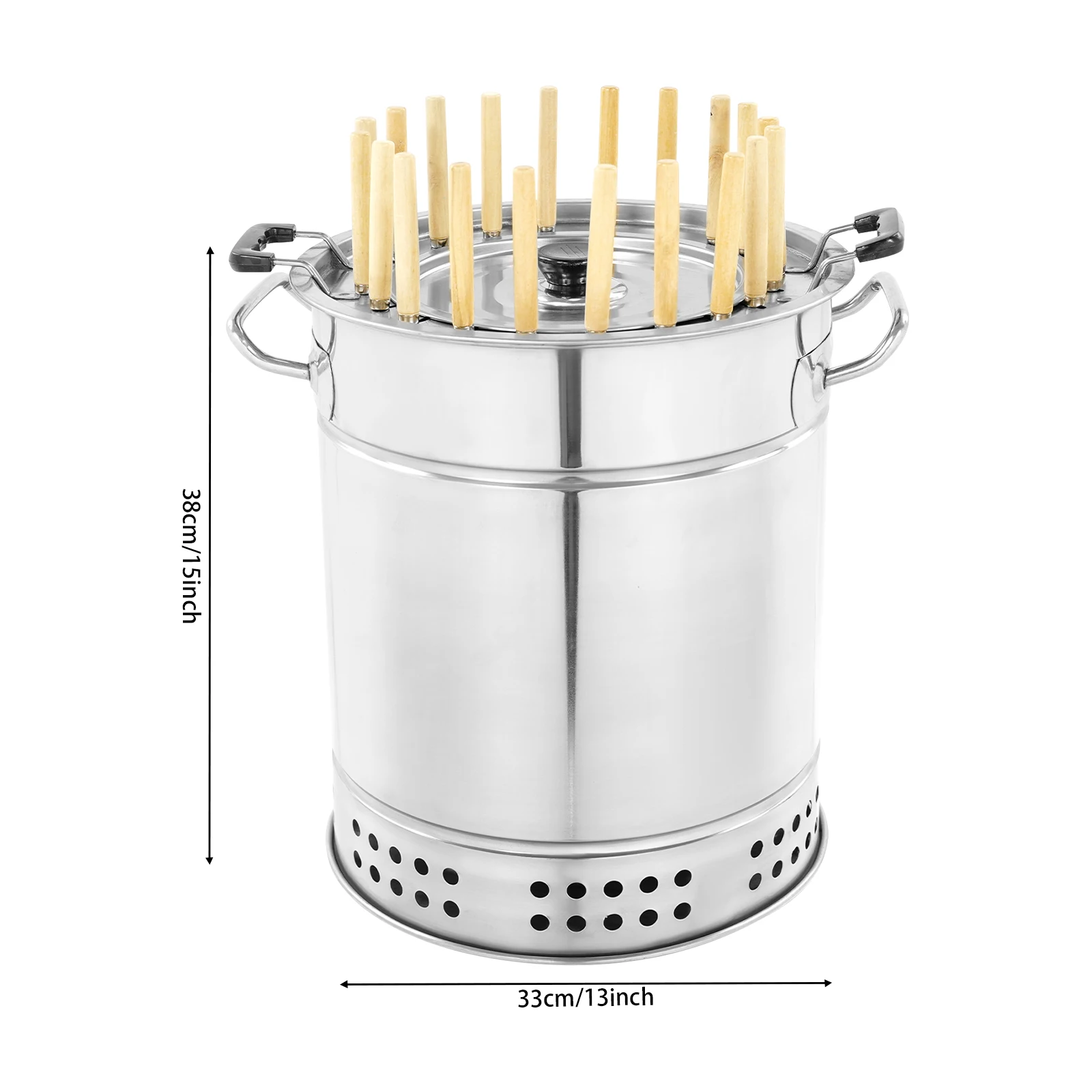 

13*15 дюймов серебряный портативный угольный гриль для барбекю, гриль для барбекю, угольный гриль из нержавеющей стали с 20 шампурами для пикников, кемпинга