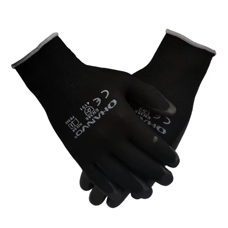 1 Pairs PU Nitrile Safety Coating Work Gloves Palm Coated Gloves Mechanic Working Gloves Have CE Certified EN388