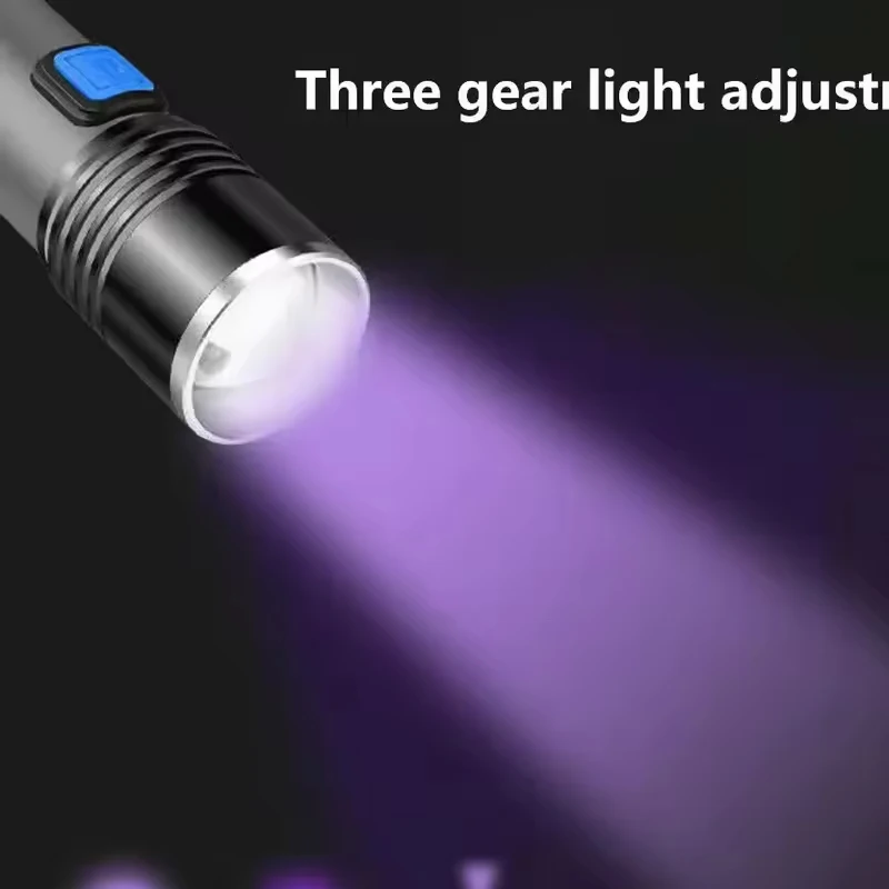 Torcia UV per rilevamento urina di animali domestici Resina curata 395nm Torcia UV Luce nera Zoom USB ricaricabile
