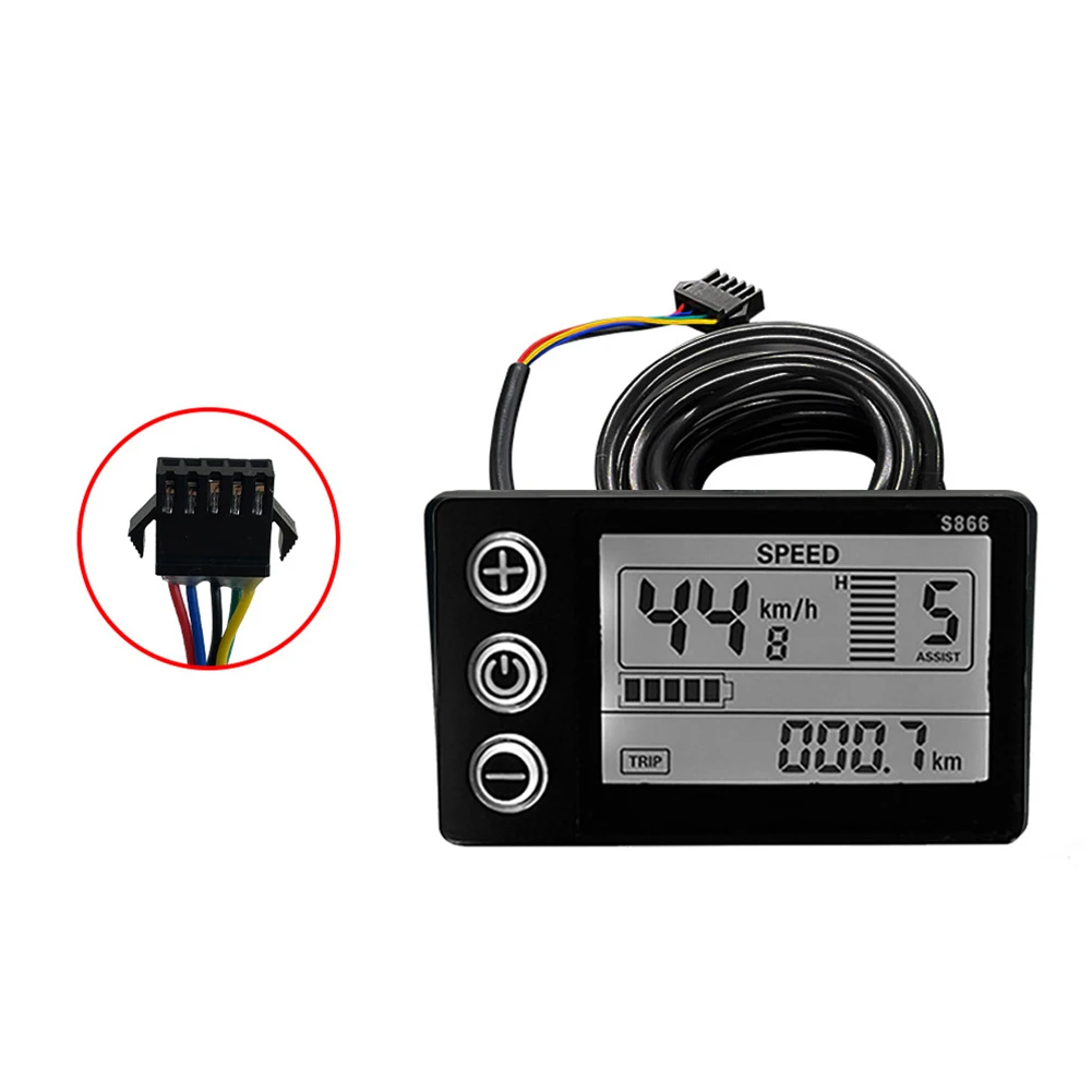 Kit controlador de display lcd e-bike 26a 24/36/48v preto LCD-S866 metal + abs pas onda senoidal polegar acelerador para mtb bicicleta scooter
