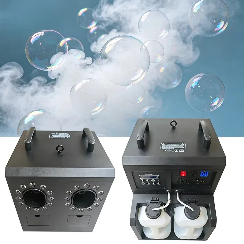 New Arrival 1500W 2Holes Fog Bubbles Machine RGBW DMX512 Controller 1.5L Romantic Smoke and Bubble Machine for Bar Wedding Party