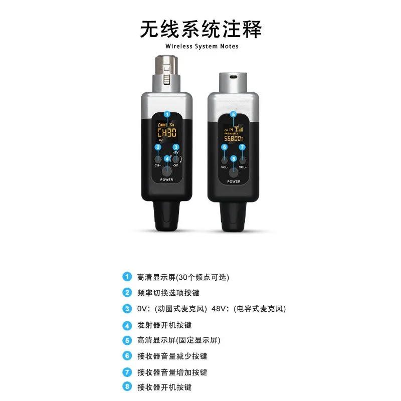 Wireless Microphone Transmitter Receiver Condenser Microphone Stage Performance Instrument Outdoor Live Karaoke