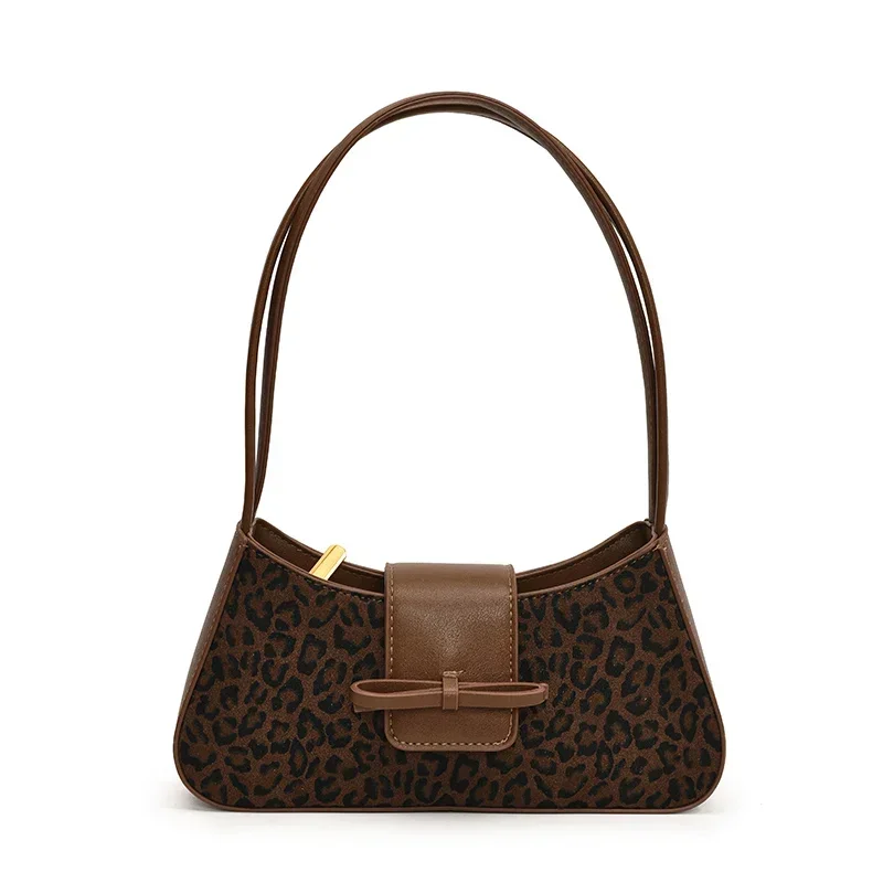 French Leopard Print Underarm Small Bag for Women 2024 New Winter Fashion Versatile Shoulder Bag Retro Niche Commuting Bag Пакет