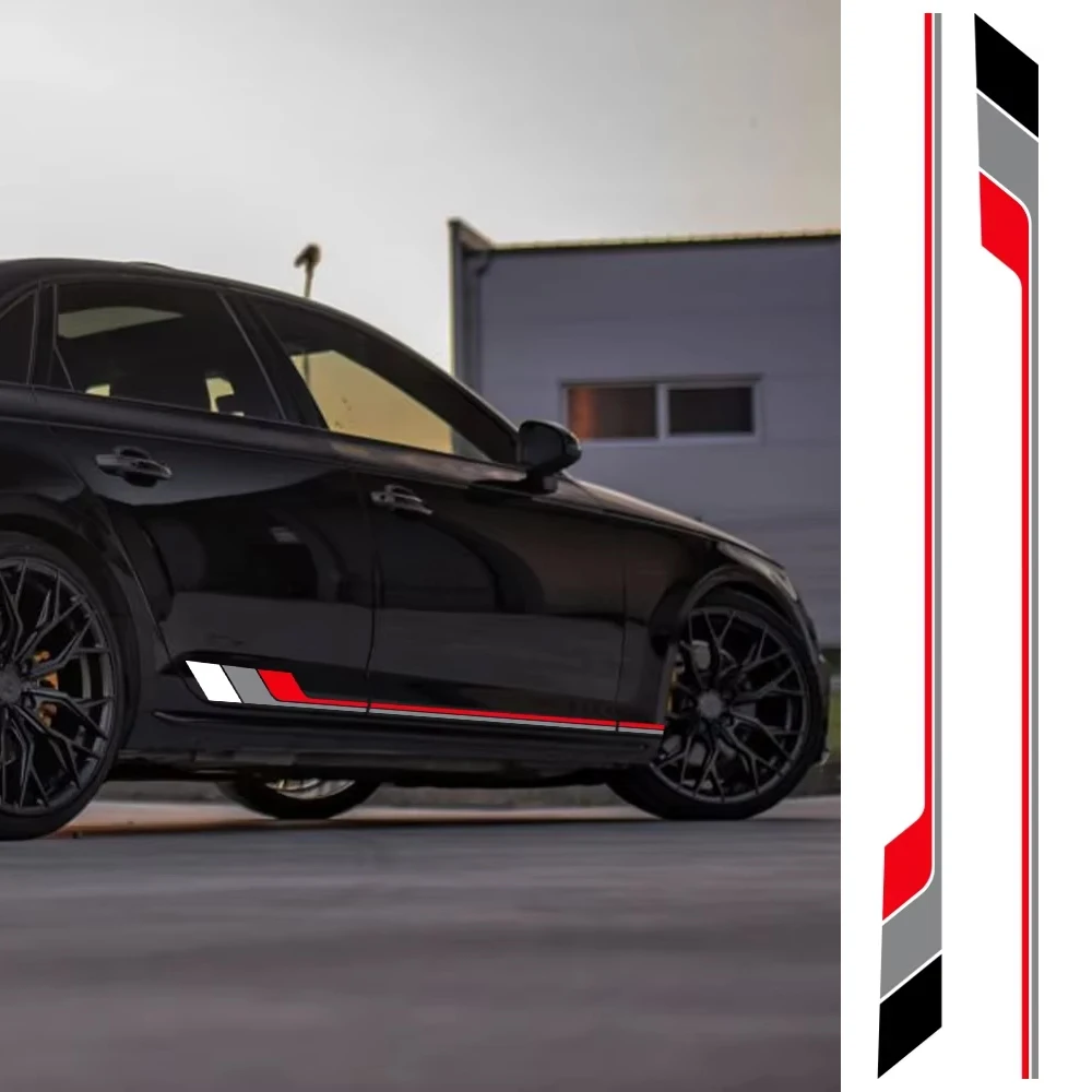 

2pcs Car Side Door Stickers Vinyl Decal Trims Waterproof Accessories For Audi A4 B8 8K B9 B7 8W 8E B6 Avant TFSI Quattro Allroad