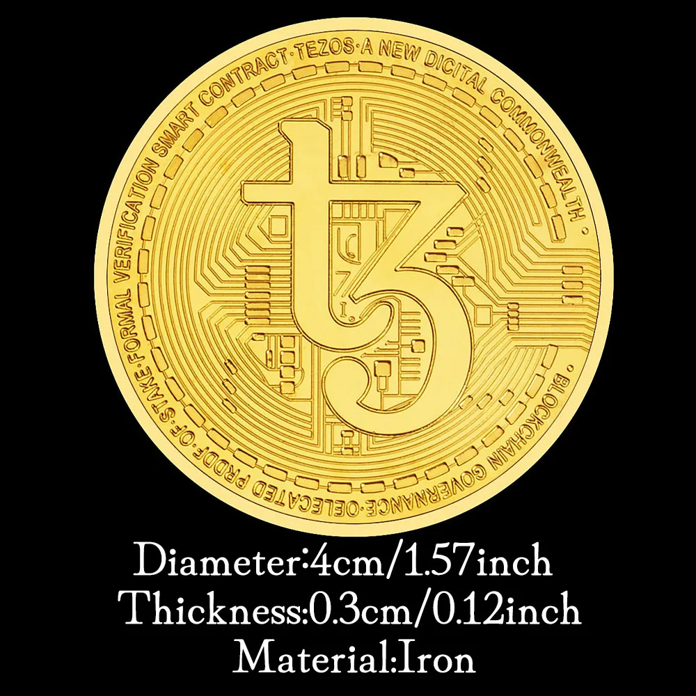 Tezos Crypto Coin Gold Plated XTZ Physical Cryptocurrency Coins Home Decorations Souvenirs and Gifts Commemorative Coin