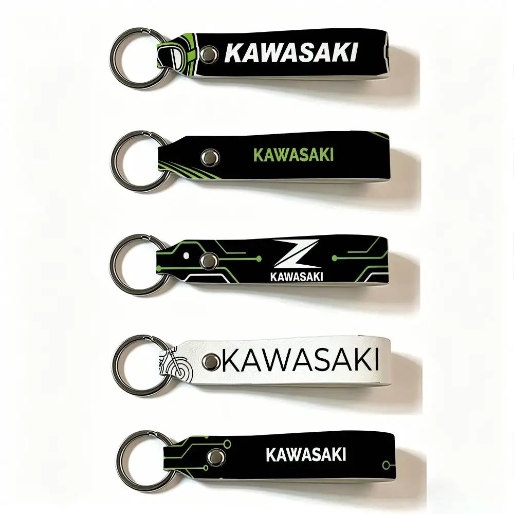 

FOR KAWASAKI MOTO PU Leather Keychain Minimalist Key Holder Durable Key Organizer Car Keys Bag Accessories Gift