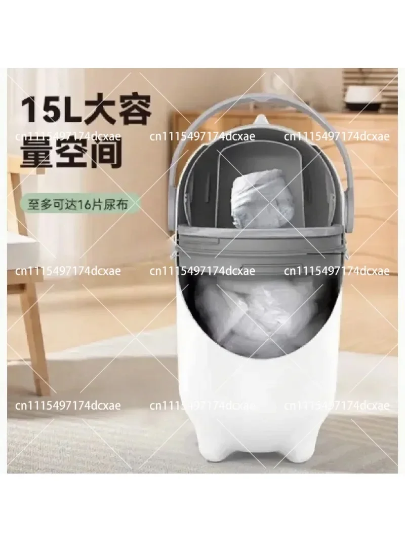 White Large Capacity Diaper Disposal Bin Odor Proof Nursery Nappy Trash Can with Quiet Closing for Baby Room
