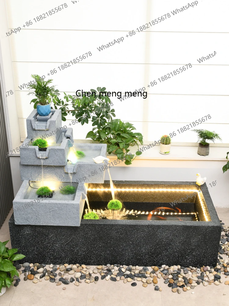 European-style running water fountain ornament, modern creative landscape, outdoor floor-to-ceiling fish pond lucky decoration
