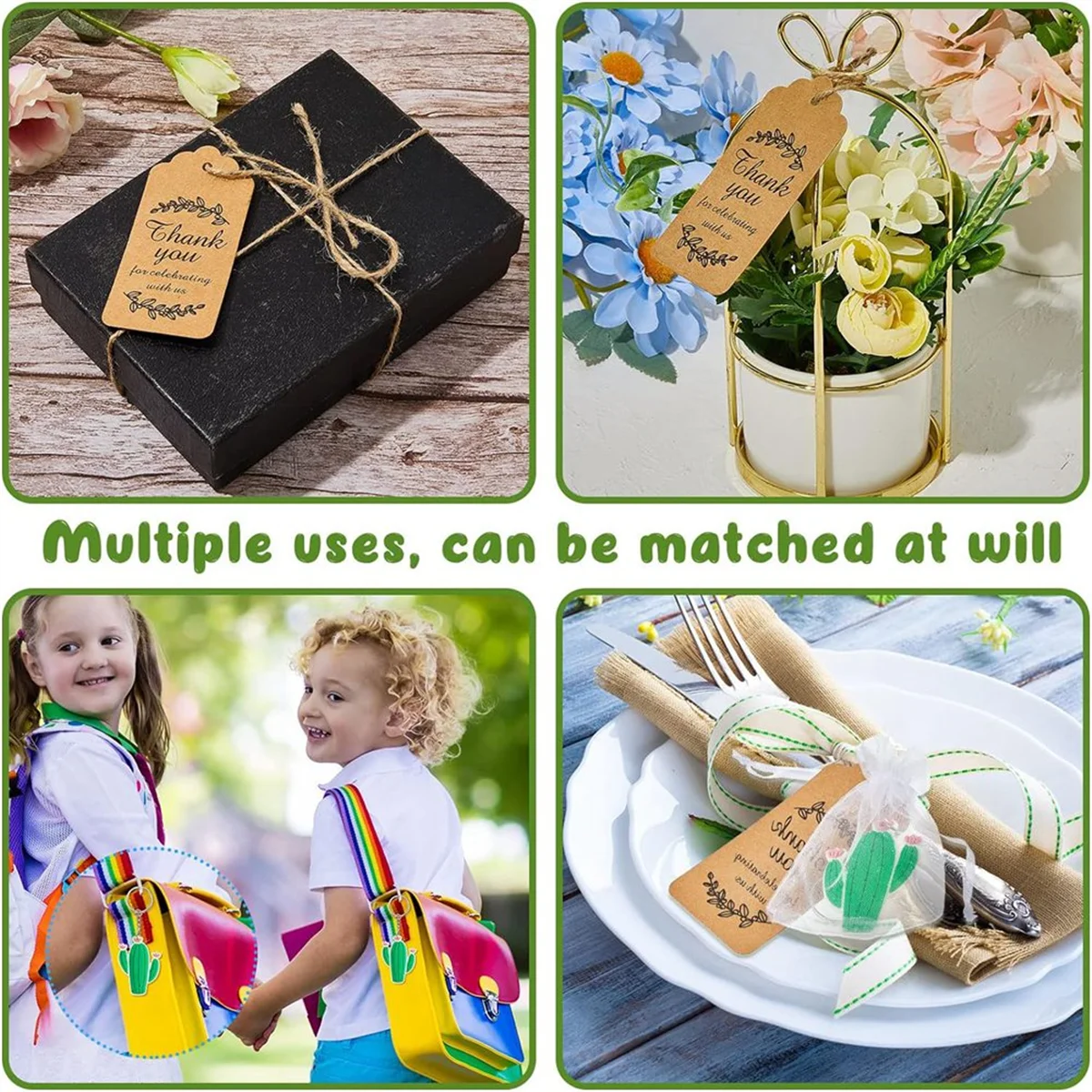 ELBA_Cute Cactus Keychains زينة حفلات الصبار مع علامات شكر كرافت #5