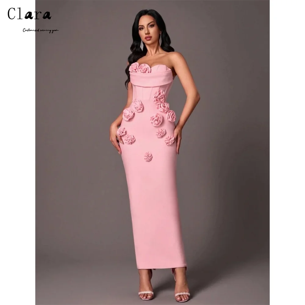 

Clara Custom Pink Flower Fishtail Off-shoulder Elegant Evening Dresses for Woman Luxury Elegant Party Dresses 2025 Prom Dress