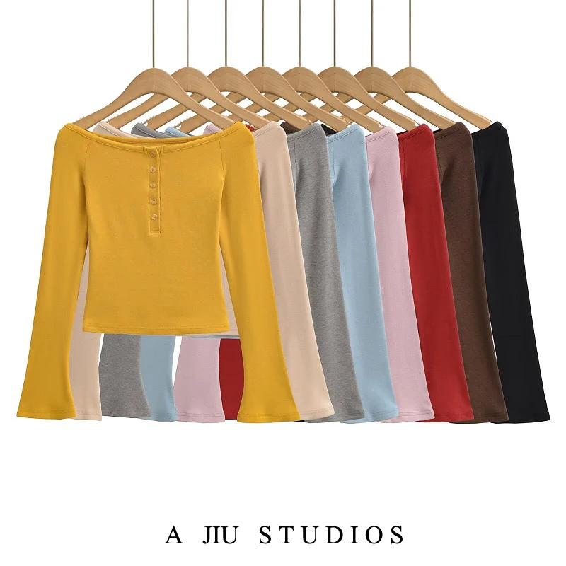 

Американская футболка Sle Hot Girl на одно плечо Long Sve, женская дизайнерская футболка с утягивающей талией, внутренняя одежда, основа irt oulder Exposur...