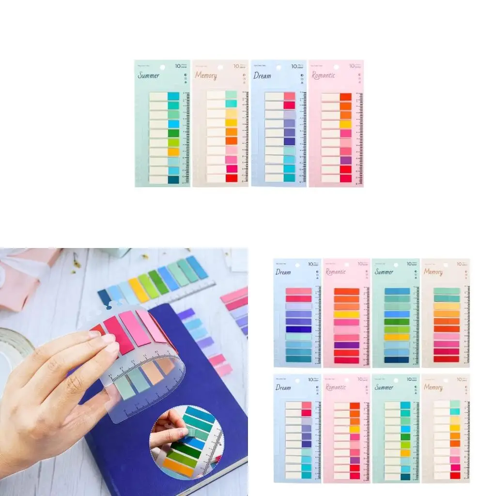  Colorful Index Label Stickers with Binder Scale Ruler Reading Stickers Bookmarks