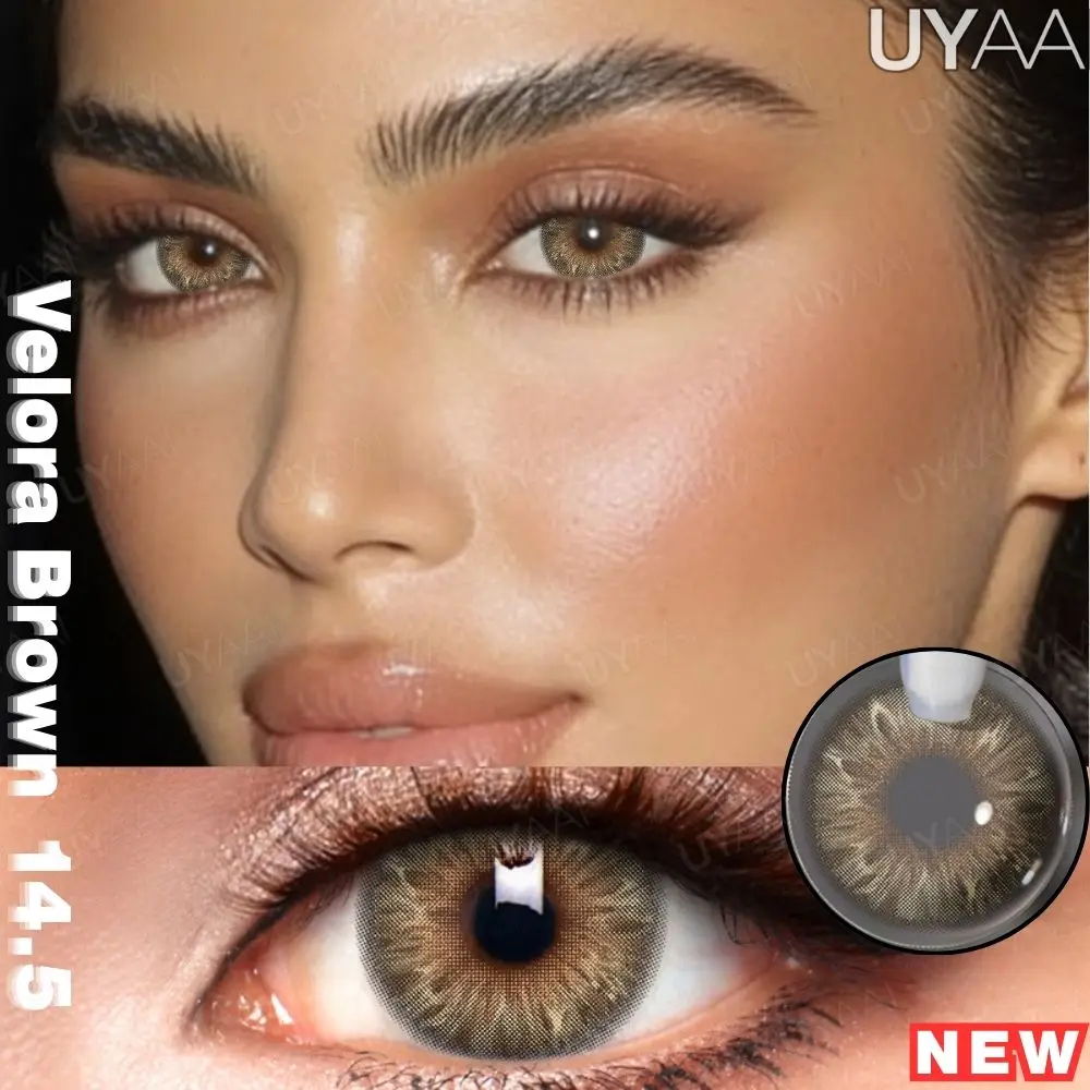 UYAAI 1 Paar NEUE farbige Kontaktlinsen für die Augen, Schönheitspupillen, natürliche Pupillen, braune Kontaktlinsen, weiche, farbenfrohe Kosmetik, graue Linsen