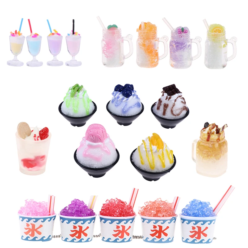 Dollhouse Mini Drink Ice Cream Cups Model Pretend Play Mini Food Doll Accessories Fit Play House Toy Dollhouse Miniature