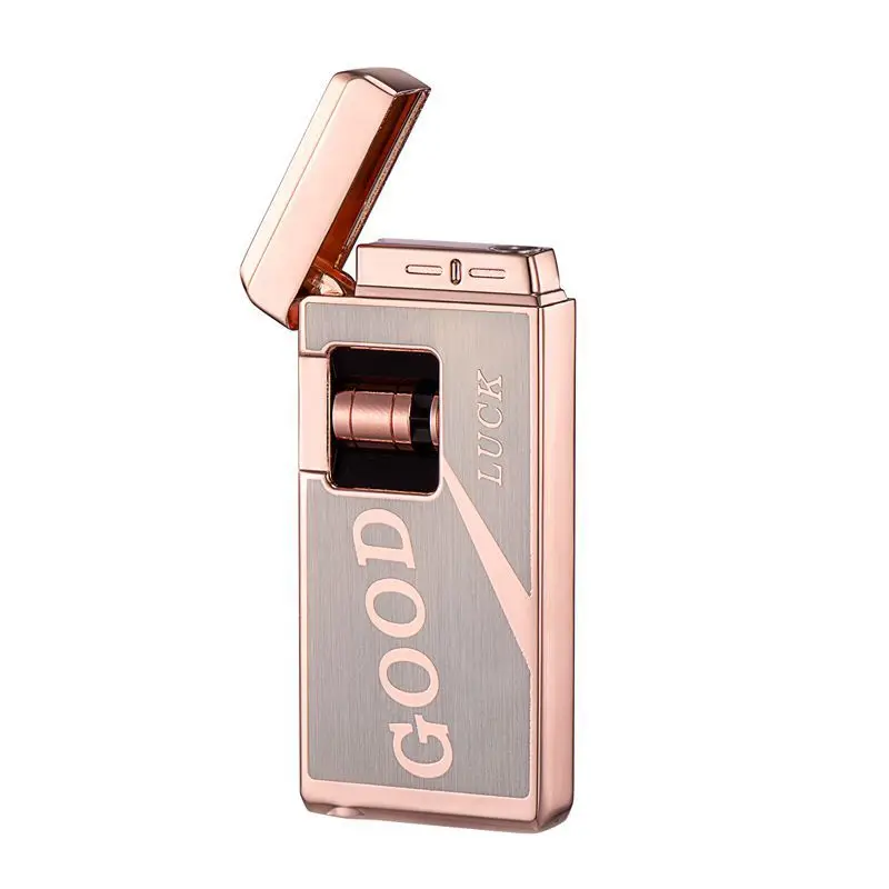 Metal Induction Windproof Red Jet Flame Butane Gas Lighter Creative Touch Roller Battery Ignition Smoking Accessories Gadgets