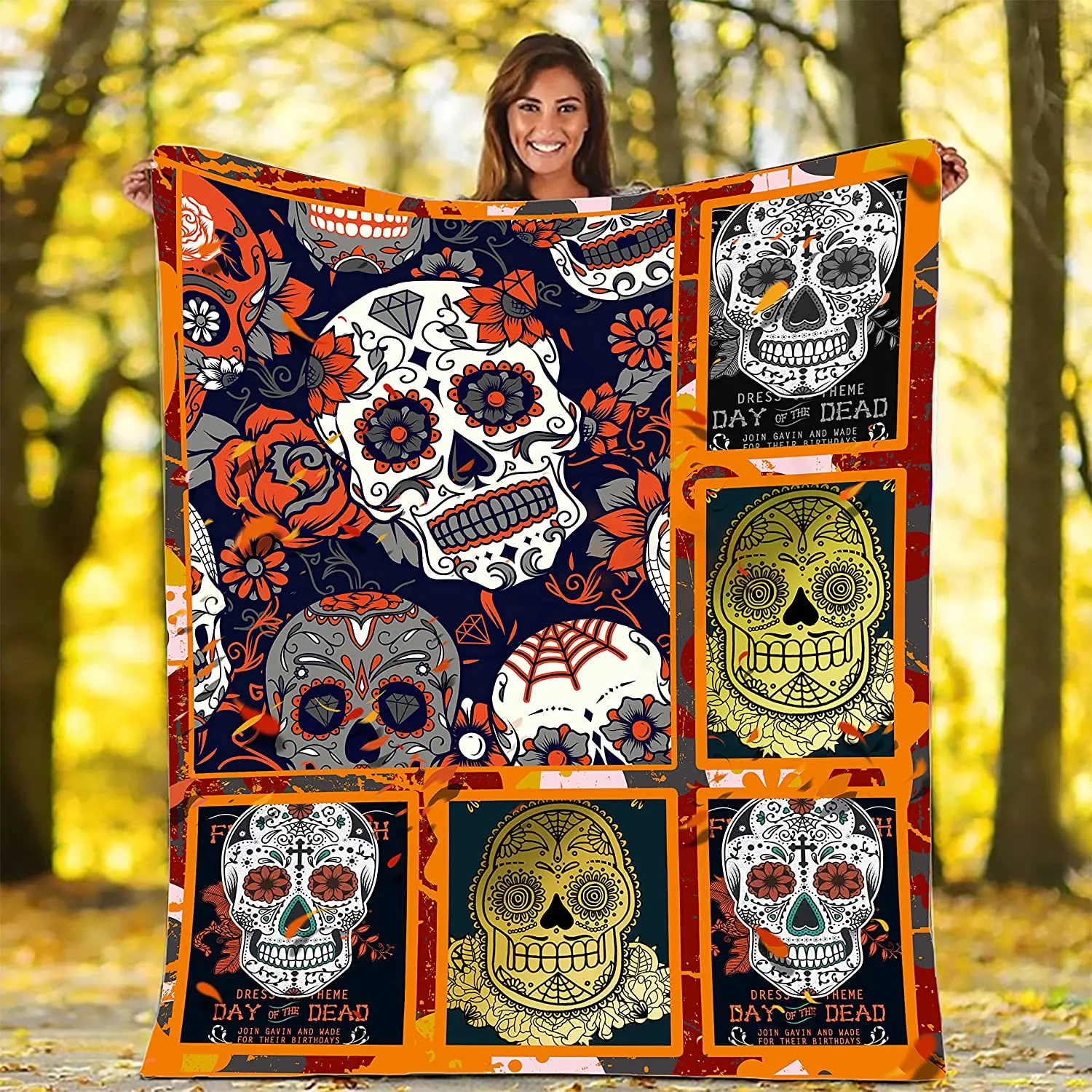 Purple Sugar Skull Gothic Flannel Fleece Throw Blanket Warm Soft TV Bed Couch Movie Watching Blanket Adults Blanket All Seasons