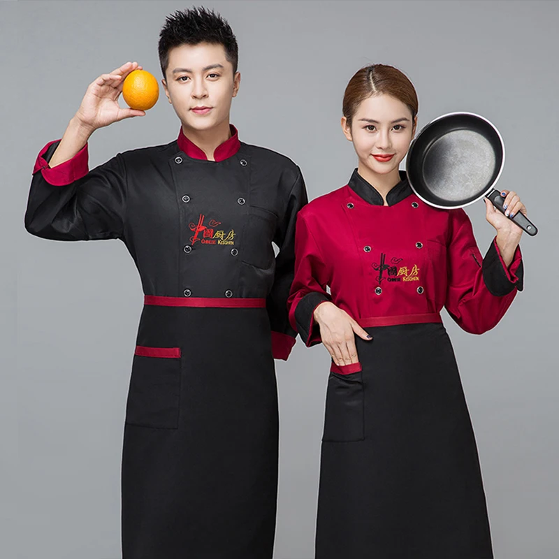 แขนยาว Chef แจ็คเก็ตร้านอาหารห้องครัว Uniform เสื้อ Catering บริการสีขาว Cook เสื้อเบเกอรี่ผู้ชาย Breathable Overalls