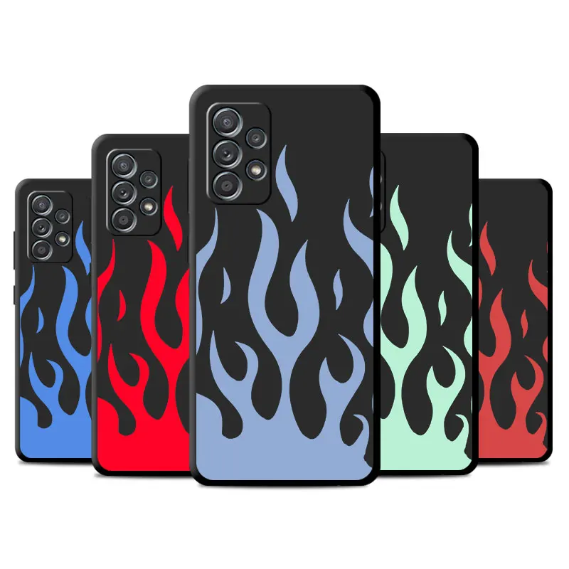 Armor Black Cool Green Red Flame Fire Phone Case for Samsung Galaxy A12 A13 A71 A52 5G A22 A21s A72 A51 4G A11 A32 A42 A52s