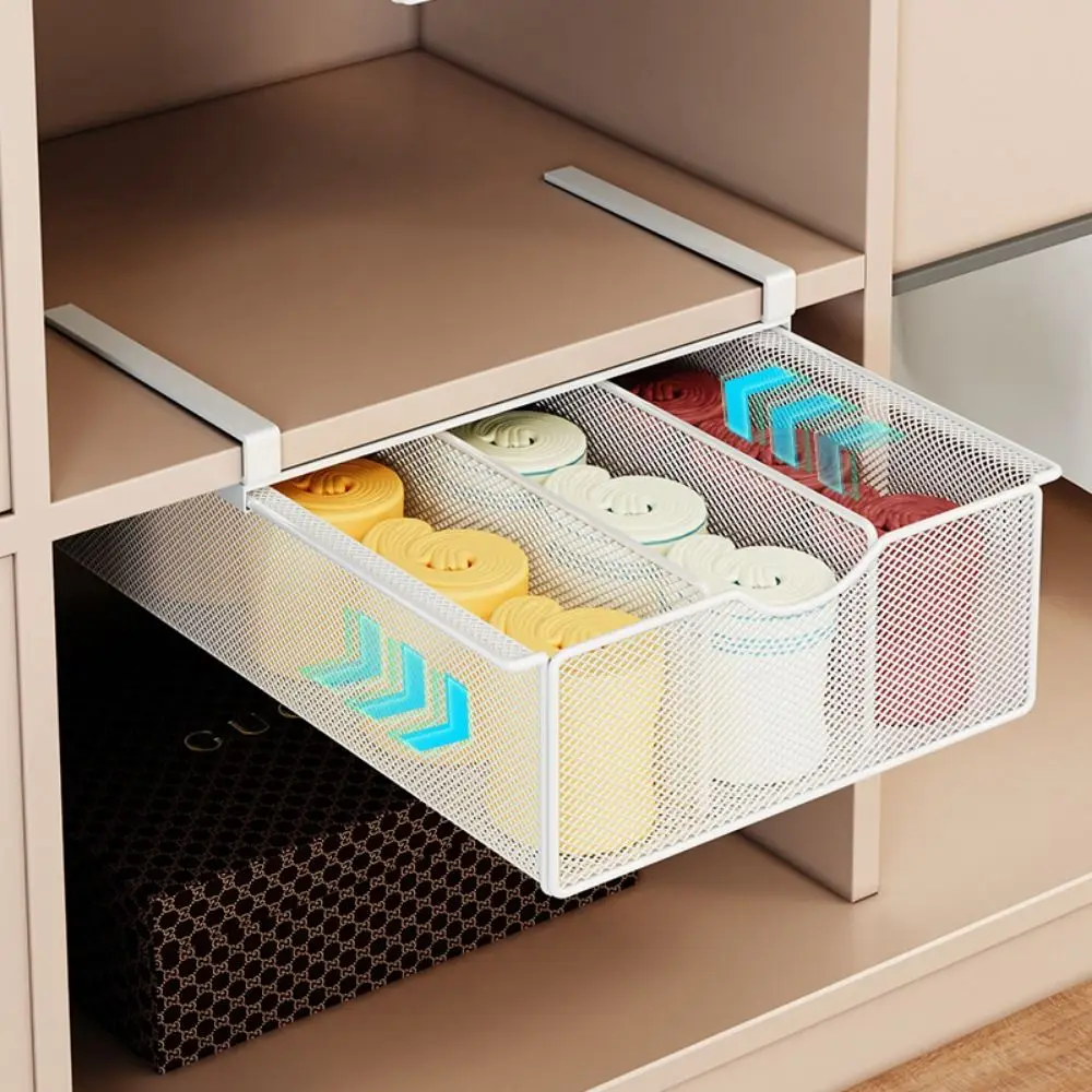 Pull-out Partition Cabinet Mesh Drawer Divided Smooth Slide Closet Hanging Basket Space Saver Breathable Slide-in Under Shelves