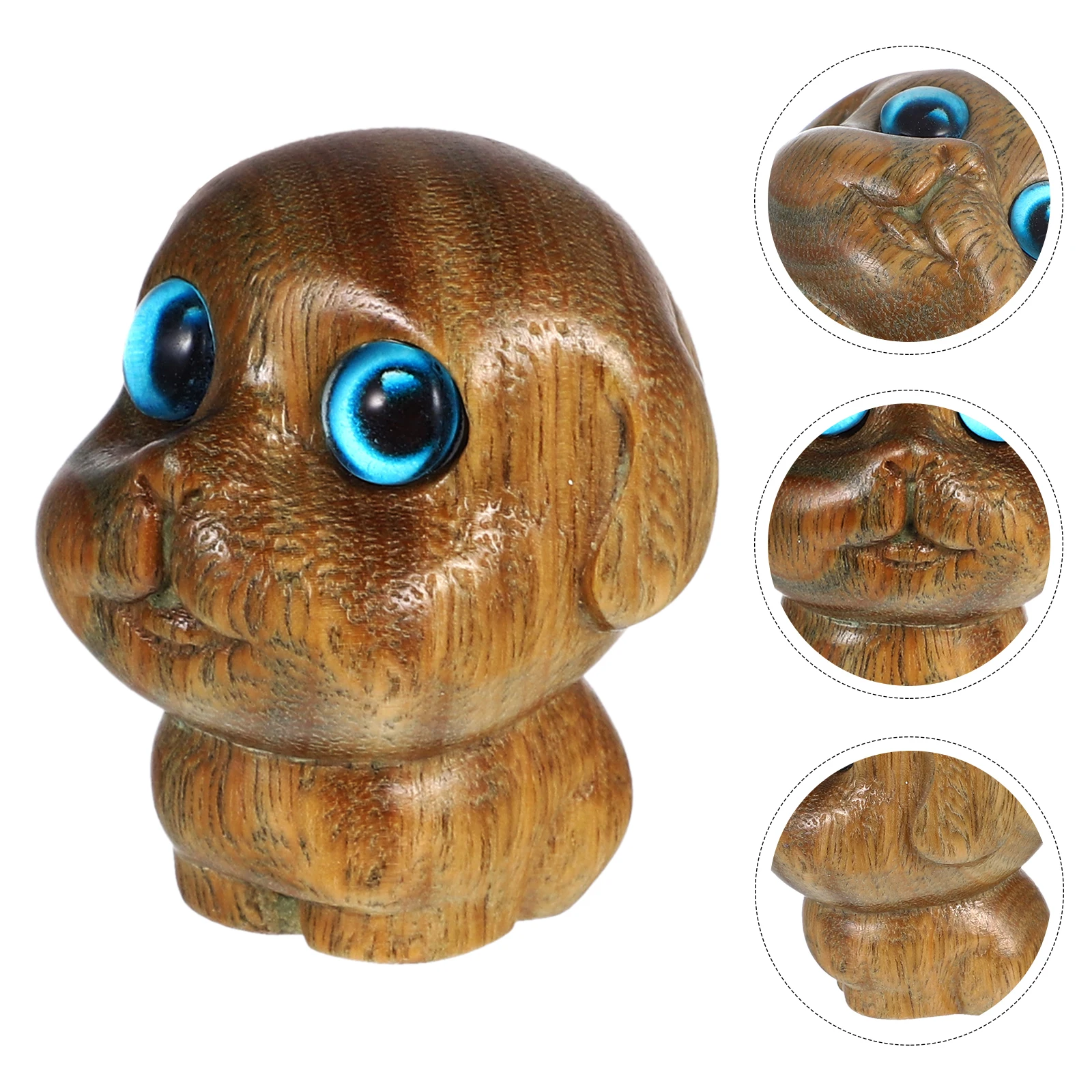 

Green Puppy Solid Carved Ornament Desktop Decoration Woodcraft Small Dog Statue Wood Carving Figure Mini Wooden Puppy