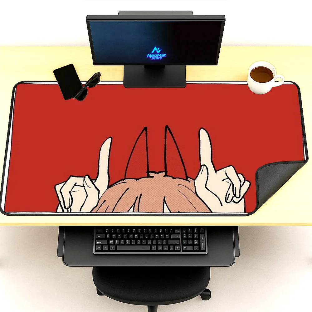 الطاقة بالمنشار رجل الحصير الكمبيوتر أنيمي ماوس الوسادة الأحمر الكمبيوتر الديكور Kawaii مكاتب اكسسوارات مكتب منصات كبيرة ماوس الوسادة للمكتب