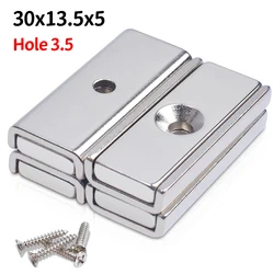 2~20Pcs 30mm N35 Strong Neodymium Magnet Rectangular Pot Magnets Magnetic Iman Permanent NdfeB Countersunk Hole 3.5 With Screws