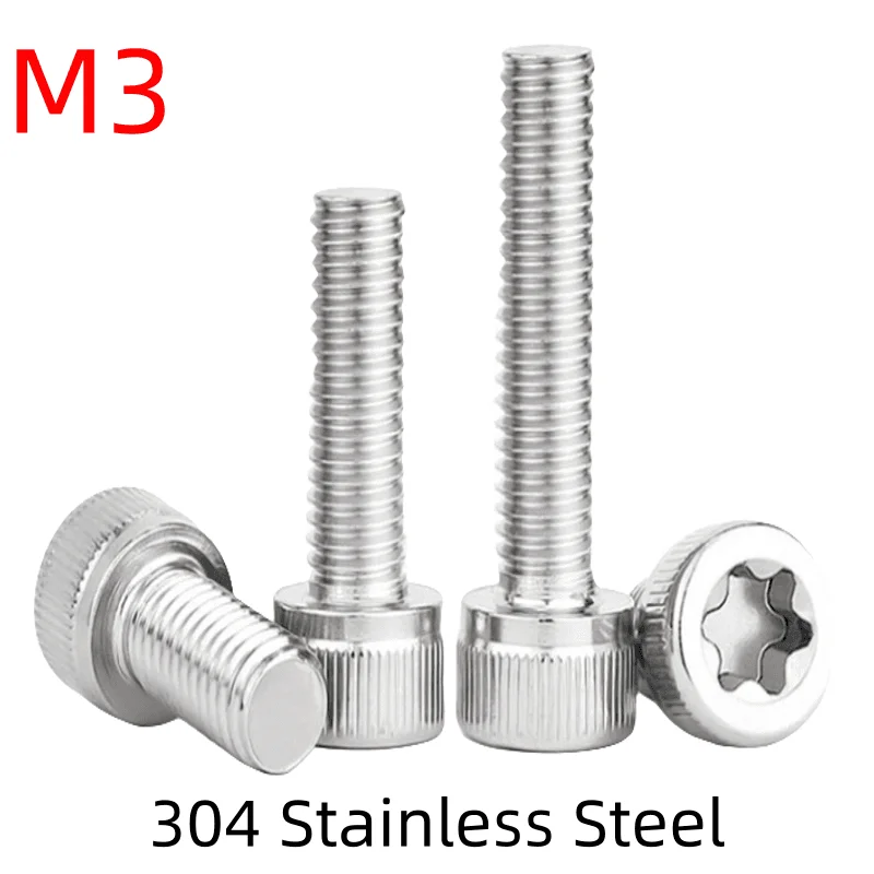 Vis à métaux Torx à tête creuse en acier inoxydable M3 - 0.5 304, boulons à filetage complet, vis à tête creuse Torx