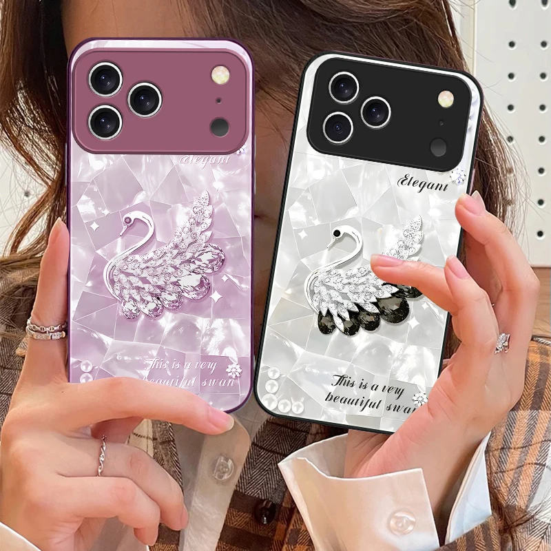 

A twinkling little pearl For iPhone 17 Air 16 E 15 14 13 Plus 12 mini 11 17 Pro Max XR Xs Max 16E 7 8 Tempered Glass Phone Case