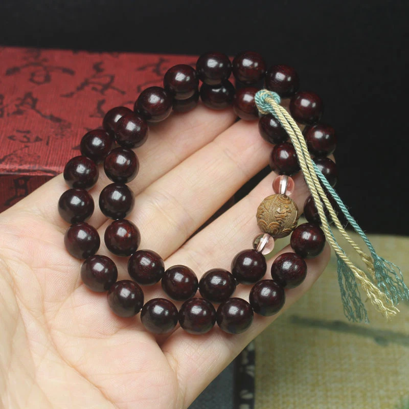 Zambian rosewood and blood sandalwood 10mm double-loop Buddhist bead bracelet, forest-style hand string, decorative prayer beads