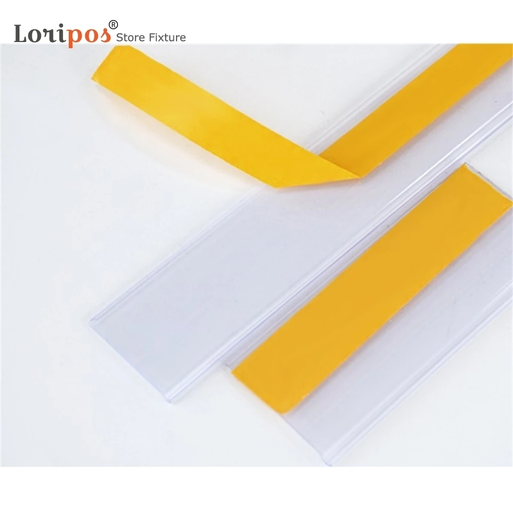 

Gondola Shop Shelving Flat Clear Data Price Strip Ticket Holder Adhesive 6cm X 100cm Clear U Shape | Loripos