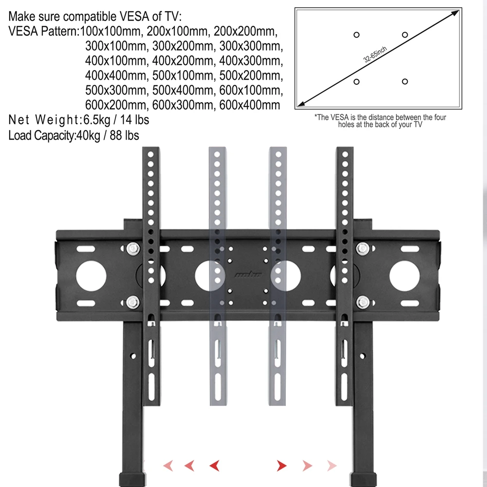 Unho No Drill Mobile TV Stand, Height Adjustable for 32-85 Inch LED LCD Screens, VESA 600x400mm, 40kg/88lbs, Gaming Monitor