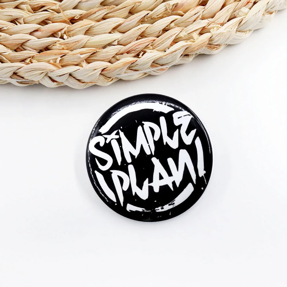 دبوس زر صفيح عتيق ، خطة بسيطة ، فرقة بانك بوب كندية ، ديكور مستدير ، إكسسوارات مجوهرات ، 58: #6