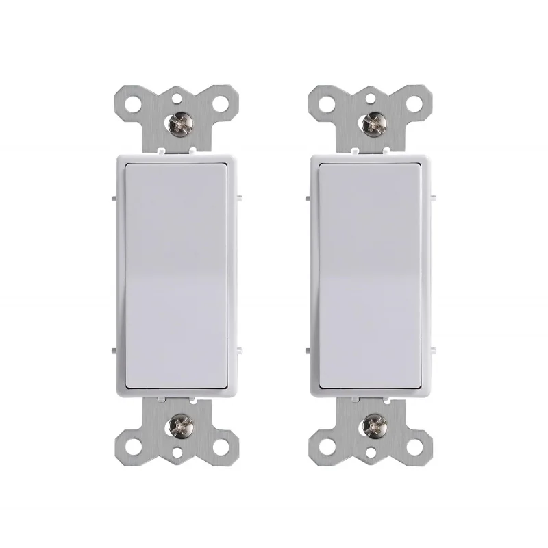 

Single Pole Decorator Light Switch, 15A 120/277V, Paddle Rocker, On/Off Wall Switch, Residential Grade, White