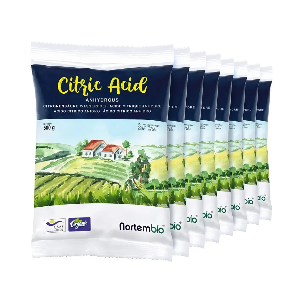 NORTEMBIO Ácido Cítrico 100% Puro Pack 4 x 500g | Quitamanchas, Desodorizador y Blanqueante | E-Book Incluido | Sin aditivo