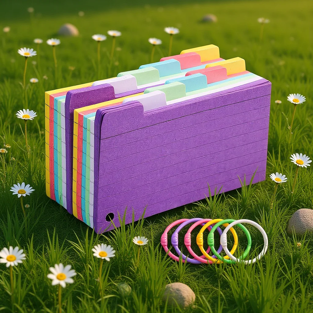 300 ورقة من بطاقات الفهرس المفروم الملونة، بطاقات ملاحظات مسبقة اللكم مع حلقات معدنية، بطاقات تعليمية للدراسة #6