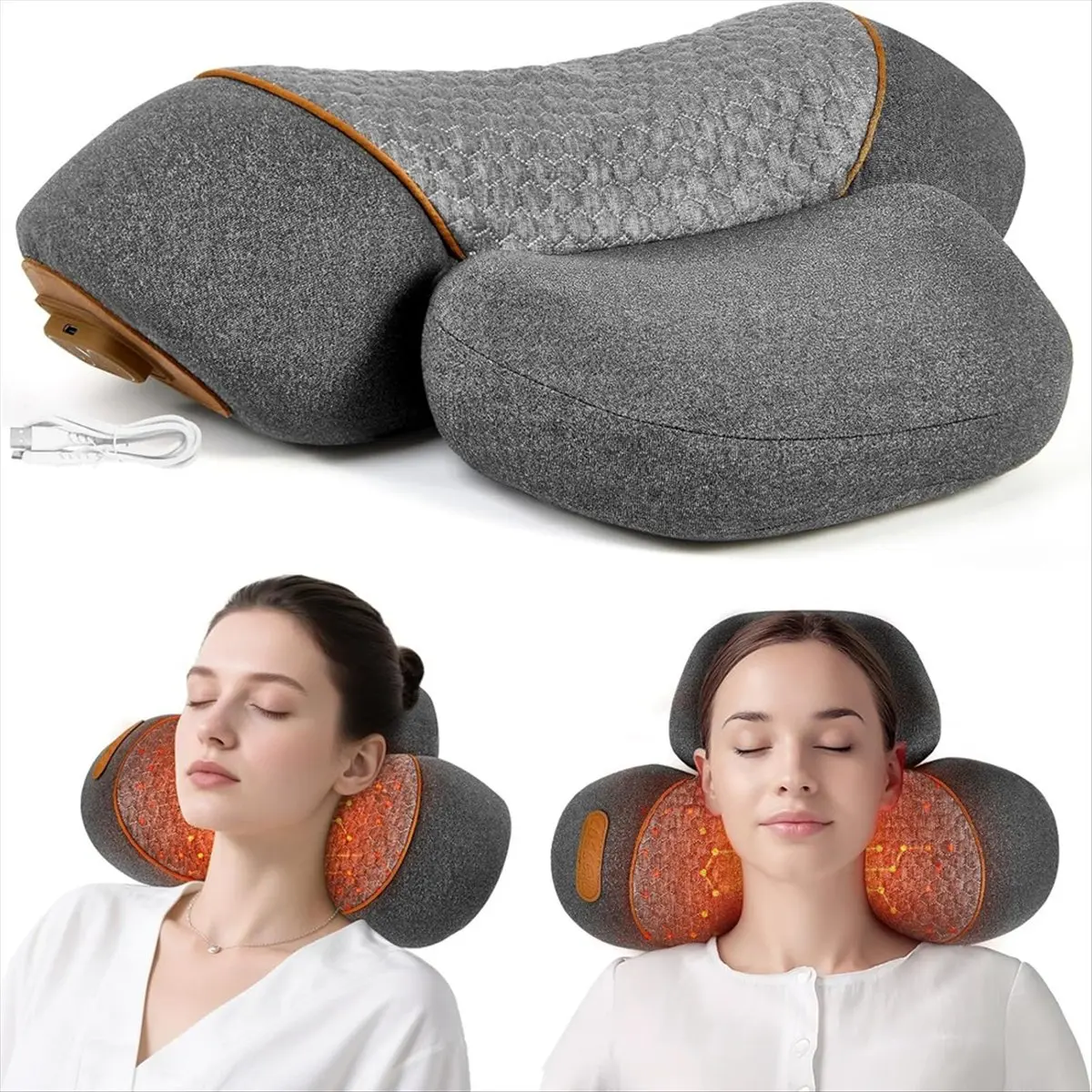 Подушка-массажер для шеи 3 в 1, массажер для шеи для лечения боли в плечах с подогревом, облегчение боли в глубоких тканей