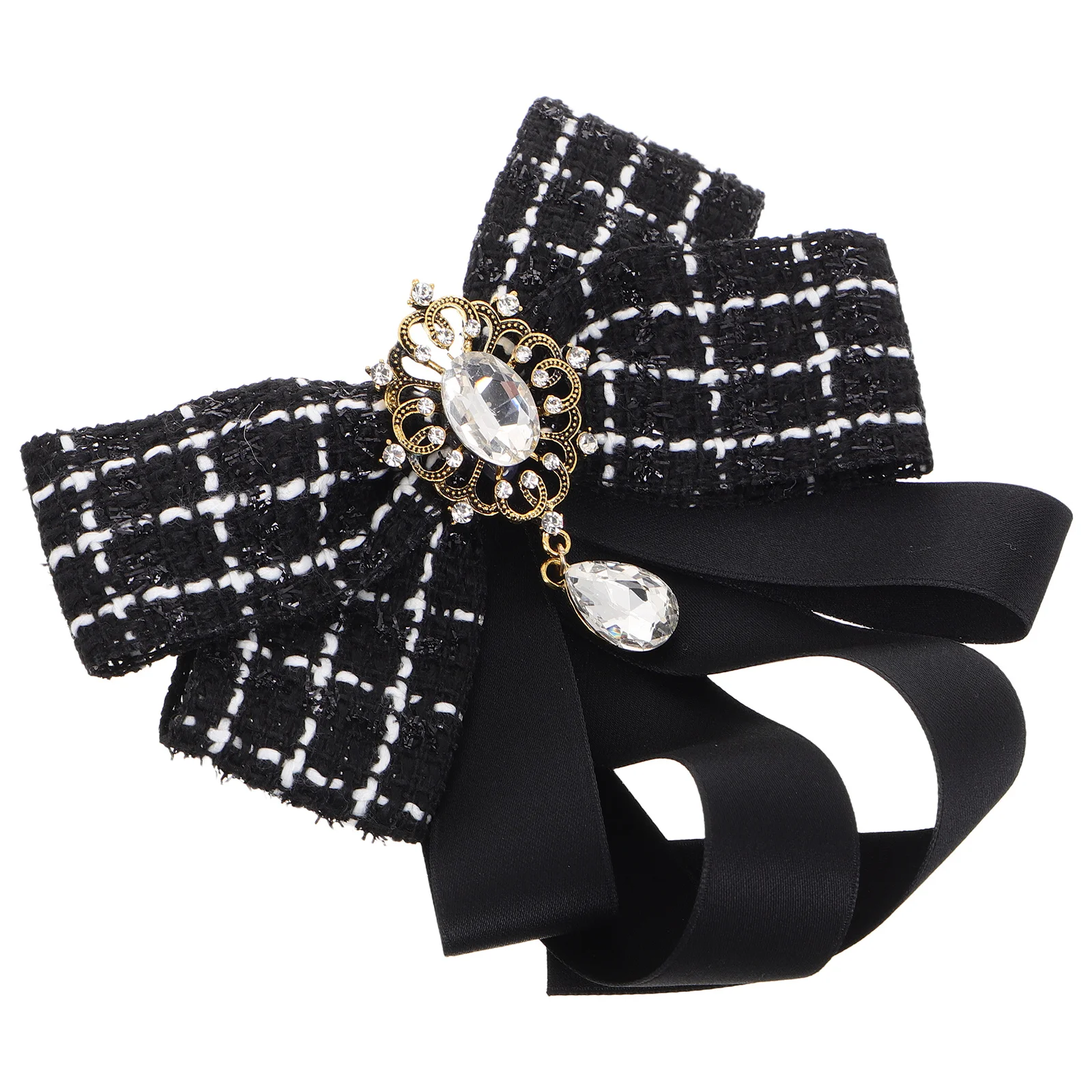 

Stylish Bowknot Tie Elegant Black Bow Brooch Women Dress Shirt Accessory Versatile Design Glamour Sophistication Outfits