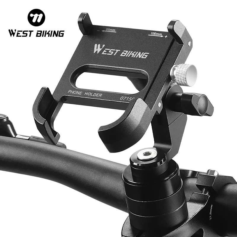 WEST BIKING MTB Phone Support Bike Stem Mount Mobile Phone Widely Adaptable Bracket Aluminum Alloy Adjustable Smartphone Stand