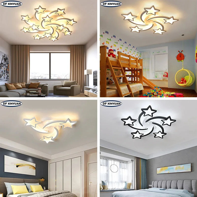 Modern Acrylic LED Star Ceiling Light Indoor Art Decorative Light Bedroom Study Dining Room Children's Room Ceiling Chandelier