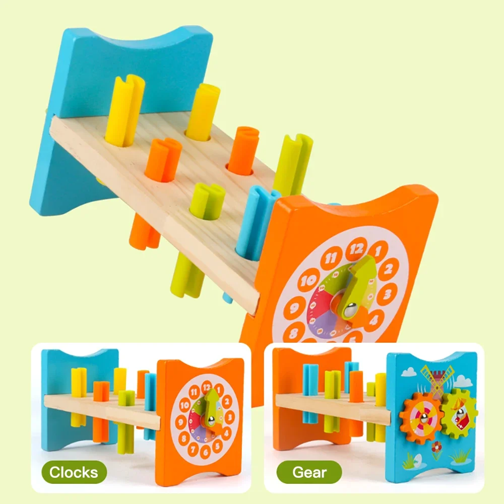 

Montessori Wooden Hammering Toy - Develop Fine Motor Skills & Color Cognition and Hand-eye Coordination for Kids 3 + Years Old